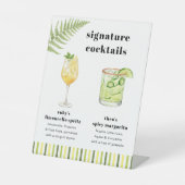 Citrus Green Stripe Wedding Signature Drink Bar 台座サイン (正面)