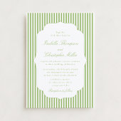 Citrus-Green Striped Elegant Wedding Invitation 招待状