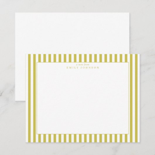 Citrus Green Striped Note Card 招待状 (正面/裏面)