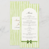 Citrus Green Striped Retro Wedding メニュー (正面/裏面)