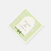 Citrus Green Striped Retro Wedding Paper Napkins スタンダードカクテルナプキン (角)