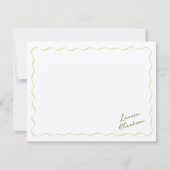 Citrus Green Wavy Border Minimalist Modern Note Ca 招待状 (正面)