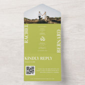 Citrus Green & White Typography QR Code Wedding   オールインワン招待状 (内側)