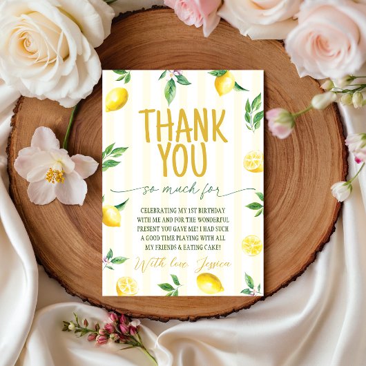 Citrus Lemon Birthday Thank You Card 招待状
