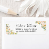 Citrus Lemon Floral Botanical Return Address ラベル (インサイチュ)