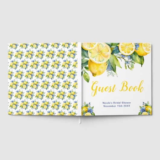 Citrus Lemon Mediterranean Bridal Shower ゲストブック (全面)