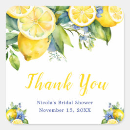 Citrus Lemon Mediterranean Bridal Shower スクエアシール