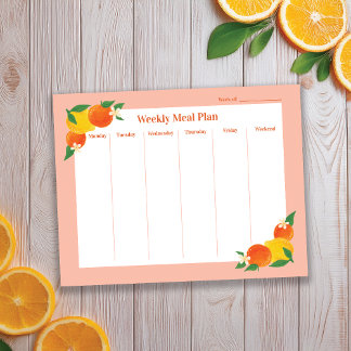 Citrus Lemon Orange Weekly Meal Plan Notepad ノートパッド