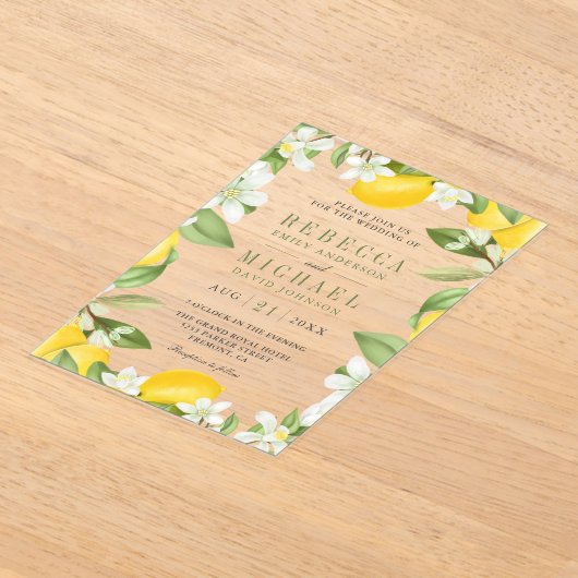 Citrus Lemon Orchard Wedding アクリル招待状 (レイダウン)