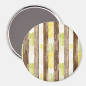 Citrus Lemon Yellow Lime Faux Wood Stripes   マグネット (正面/裏面)