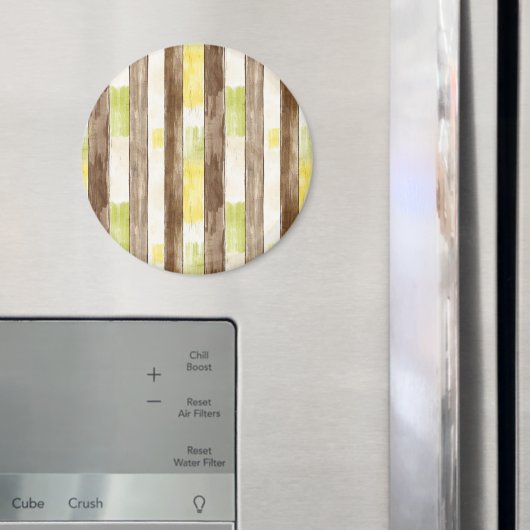 Citrus Lemon Yellow Lime Faux Wood Stripes   マグネット (インサイチュ (冷蔵庫))