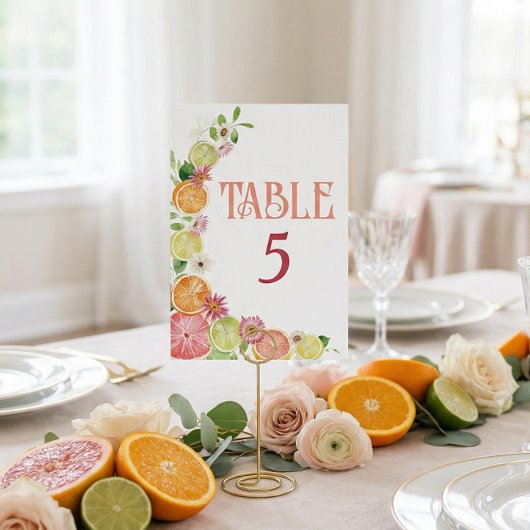Citrus Main Squeeze Bridal Shower Table Number テーブルナンバー