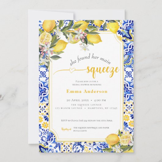 Citrus Mediterranean Main Squeeze Bridal Shower In 招待状 (正面)