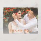 Citrus Minimalist Orangeの結婚写真ありがとう ポストカード (正面)
