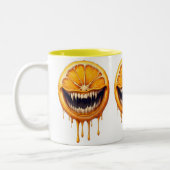 Citrus Nightmare Coffee Mug – Spooky Fruit Design ツートーンマグカップ (左)