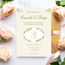 Citrus Olive Mediterranean Botanical Wedding 招待状
