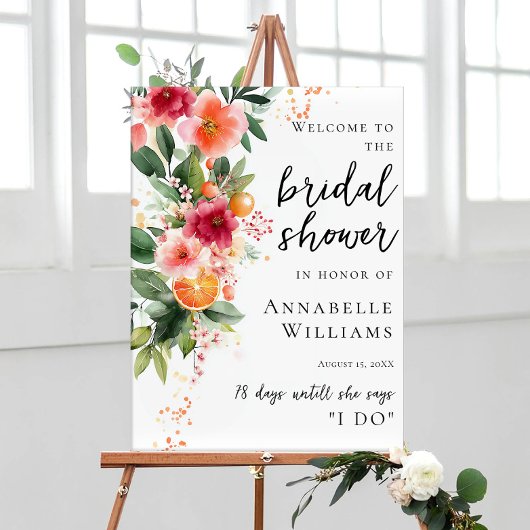 Citrus Orange And Flowers Bridal Shower Welcome ポスター