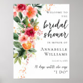 Citrus Orange And Flowers Bridal Shower Welcome ポスター (正面)