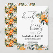 Citrus Orange Floral Bridal Shower Brunch 招待状 (正面/裏面)