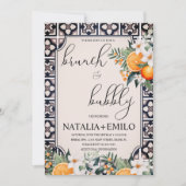 Citrus Orange Floral Italy Bridal Shower Brunch 招待状 (正面)