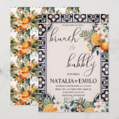 Citrus Orange Floral Italy Bridal Shower Brunch 招待状 (正面/裏面)