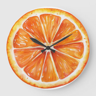 Citrus Orange Fruit Slice Round Clock ラージ壁時計