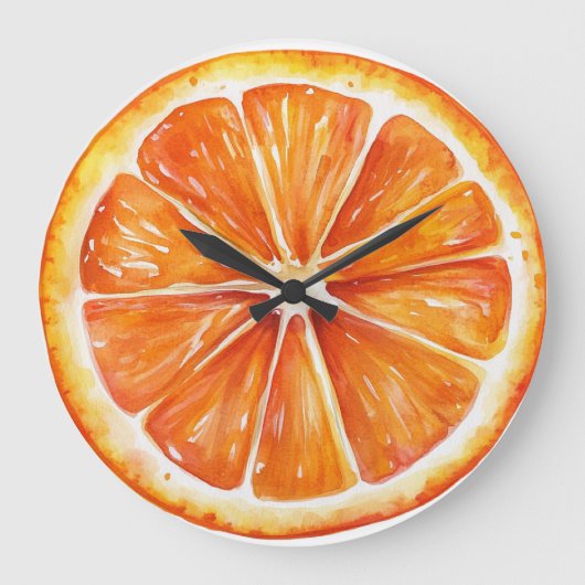Citrus Orange Fruit Slice Round Clock ラージ壁時計 (正面)