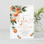 Citrus Orange He or She Greenery Gender Reveal 招待状 (スタンド正面)