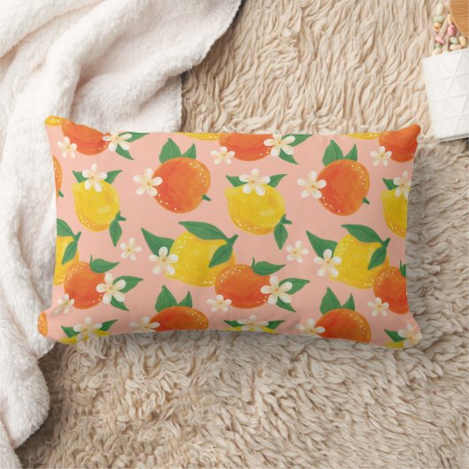 Citrus Orange Lemon Lumbar Throw Pillow ランバークッション (ブランケット)