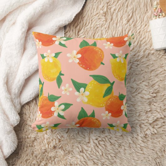 Citrus Orange Lemon Throw Pillow クッション (ブランケット)