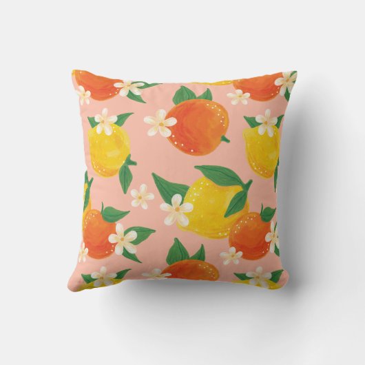 Citrus Orange Lemon Throw Pillow クッション (裏面)