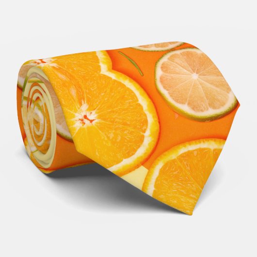 Citrus Orange Slice Vibrant Summer Fruit ネクタイ (ロール)