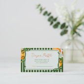 Citrus Oranges Green Stripes Diaper Raffle エンクロージャーカード (スタンド正面)