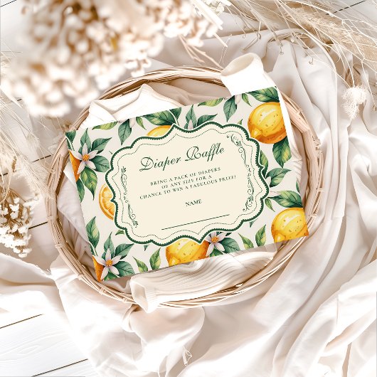Citrus Orchard Baby Shower Diapper Raffle エンクロージャーカード