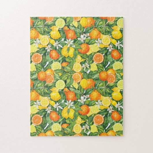 Citrus Orchard Harvest:  Lemon & Orange pattern ジグソーパズル (縦)