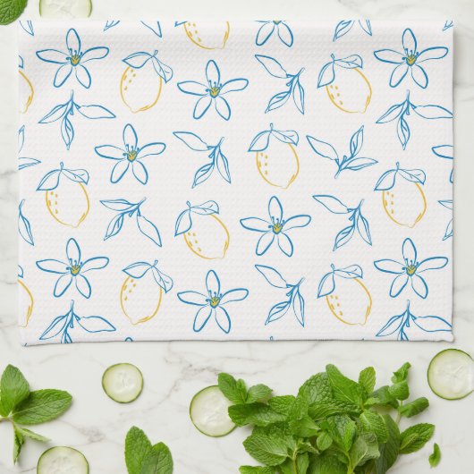 Citrus Pattern Hand Drawn - Kitchen Towel キッチンタオル (折り畳み)