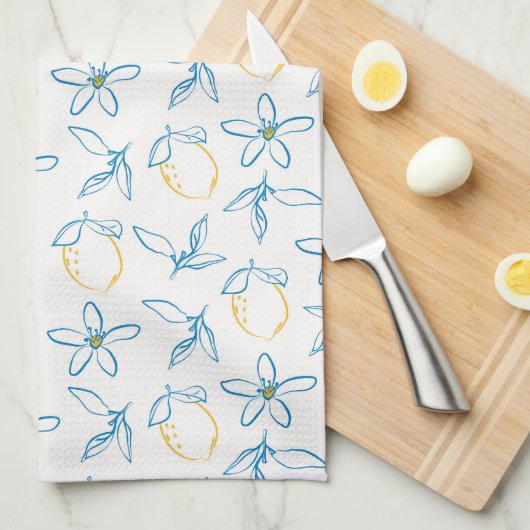 Citrus Pattern Hand Drawn - Kitchen Towel キッチンタオル (四つ折り)