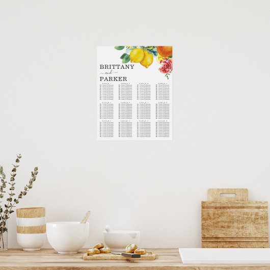 Citrus Personalized Wedding Table Seating Poster ポスター (キッチン)