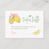 Citrus pink bow lemon baby shower エンクロージャーカード (正面)