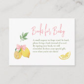 Citrus pink bow lemon baby shower エンクロージャーカード (正面)