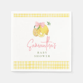 Citrus pink bow lemon baby shower スタンダードカクテルナプキン