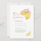 Citrus pink bow lemon baby shower 招待状 (正面)