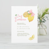 Citrus pink bow lemon baby shower 招待状 (スタンド正面)