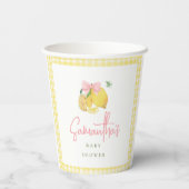 Citrus pink bow lemon baby shower 紙コップ (裏面)