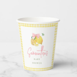 Citrus pink bow lemon baby shower 紙コップ