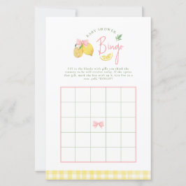 Citrus pink bow lemon baby shower bingo Game