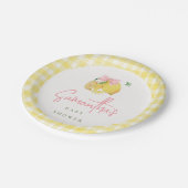 Citrus Pink bow yellow gingham Paper Plate ペーパープレート (アングル)