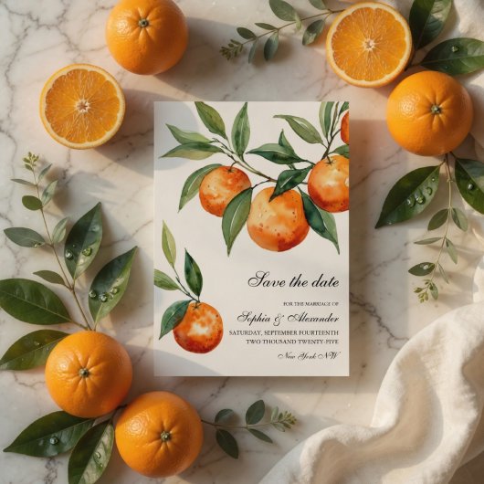 Citrus Save the Date Card | Mediterranean Orange  招待状