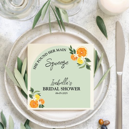 Citrus She Found Her Main Greenery Bridal Shower スタンダードカクテルナプキン