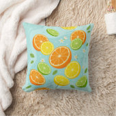 Citrus Slices Lemon Lime Orange Throw Pillow クッション (ブランケット)